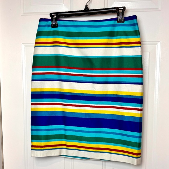 Talbots Ladies Multi Color Stripe Pencil Skirts, EUC, Size 10 Petite Lined - Picture 1 of 7